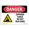 Signmission OSHA Sign, Exposed Cable Do Not Run Over, 5in X 3.5in Decal, 10PK, 3.5" W, 5" L, Landscape, PK10 OS-DS-D-35-L-2314-10PK
